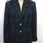STEPHANIE SCHAICH NAVY/ GREEN PLAID WOOL BLAZER SIZE 6