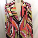 MING WANG PINK/ ORANGE/ LIME ABSTRACT PRINT HOOK KNIT BLAZER SIZE S
