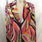 MING WANG PINK/ ORANGE/ LIME ABSTRACT PRINT HOOK KNIT BLAZER SIZE S