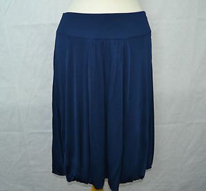 ROBERTO CAVALLI NAVY BLUE VISCOSE SILKY CASUAL DRAPED SKIRT SIZE 44