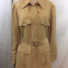 HALSTON BEIGE 4 POCKET BELTED SAFARI JACKET SIZE 10