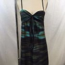 THEORY TEAL/ GRAY STRIPED SPAG STRAP SILK SLIP DRESS SIZE 2