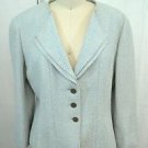 CHANEL AUTHENTIC BLUE/CREAM WOOL TWEED 3 BUTTON BLAZER SIZE 42