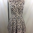 KEEPSAKE BLACK/ BEIGE LEOPARD PRINT FIT N FLARE DRESS SIZE XS