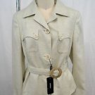 AKRIS SAGE SAFARI JACKET W/ ATTACHED BELT SIZE 12 RETAIL $3,300