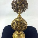 ORMOLU FILIGREE & FLOWER DESIGN PERFUME BOTTLE GOLD TONE