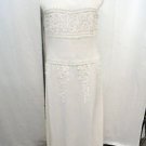 AMAZING!! VINTAGE CHANEL LINEN WEDDING DRESS/GOWN LINEN TRIM Sz 34US. (ALTERED)