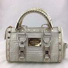 GIANNI VERSACE COUTURE WHITE QUILTED LEATHER GRECA DOCTOR HANDBAG