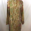 MECHANT HAWAII GREEN/ ROSE BUTTON DOWN MANDARIN COLLAR COAT SIZE M