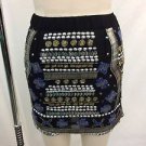 RAGA BLACK BEADED AND EMBELLISHED ELASTIC WAIST MINI SKIRT SIZE XS