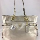 COACH METALLIC LEATHER GOLD HARDWARE TWO STRAP TOTE RETAIL $358