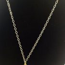 Sparkling Sage Gold Tone Necklace Wood plastic tooth pendent 26"