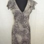 LEONARD PARIS VINTAGE GRAY LEOPARD PRINT SILK RUFFLE DRESS SIZE LARGE