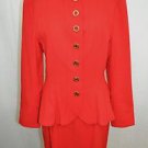 LOUIS FERAUD VINTAGE RED MULTI BUTTON DOWN SKIRT SUIT SIZE 8
