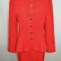 LOUIS FERAUD VINTAGE RED MULTI BUTTON DOWN SKIRT SUIT SIZE 8