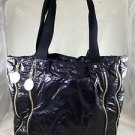 STELLA MCCARTNEY FAUX PATENT LEATHER MULTI GOLD ZIP TWO STRAP TOTE BAG