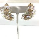 Vintage Rhineston Gold Tone Half Circle Earrings