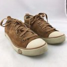 UGG CAMEL BROWN SUEDE SHEARLING LINED LACE UP SNEAKERS SIZE 8