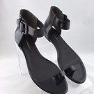 3.1 PHILLIP LIM BLACK POLISHED LEATHER TOE ANKLE STRAP SANDALS SIZE 39.5