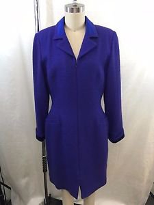 KAY UNGER PERIWINKLE WOOL ZIP FRONT COAT DRESS SIZE M