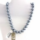 JENNIFER MOORE STRAND GREY BEADED NECKLACE RHINESTONE CLASP 16"