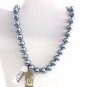 JENNIFER MOORE STRAND GREY BEADED NECKLACE RHINESTONE CLASP 16"