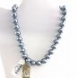 JENNIFER MOORE STRAND GREY BEADED NECKLACE RHINESTONE CLASP 16"