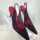 MISS ROSSI BLACK MESH SLINGBACK POINTED PUMPS SIZE 36.5