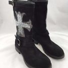 SESTO MEUCCI BLACK SUEDE SILVER BEAD EMBELLISHED ANKLE BOOTS SIZE 37.5