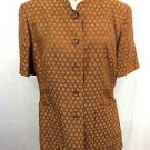 ESCADA MARGARETHA LEY BROWN GOLD PATTERNED S/S LINEN JACKET SIZE 42