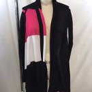 EXCLUSIVELY MISOOK PINK/ BLACK/ WHITE BLOCK OPEN LONG CARDIGAN