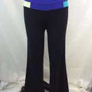LULULEMON ATHLETICA BLACK BLUE/ TEAL WAISTBAND WIDE LEG YOGA PANTS SIZE 6