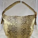 SALVATORE FERRAGAMO METALLIC GOLD PYTHON BAMBOO BUCKLE TOTE BAG