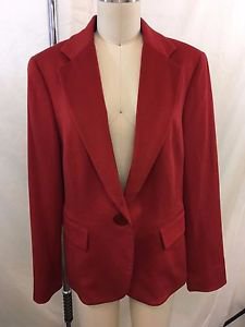 NEIMAN MARCUS EXCLUSIVE RED CASHMERE ONE BUTTON BLAZER SIZE 10