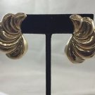Large Fan Design .925 Gold Tone Earrings