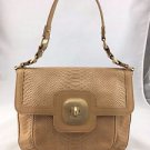 LONGCHAMP EXOTIC GATSBY BEIGE EMBOSSED FLAP SHOULDER BAG