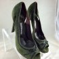 GIOVANNI MONTE GREEN SUEDE BLACK LEATHER TRIM DETAIL PEEP TOE HEELS SIZE 40