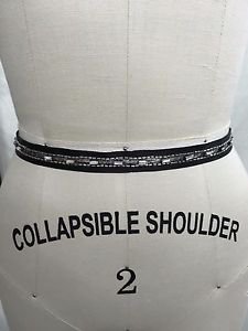 CHLOE BLACK POLYESTER BEADED DETAIL WRAP AROUND RIBBON BELT 75"