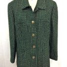 ESCADA MARGARETHA LEY GREEN/ NAVY BOUCLE WOOL BLAZER SIZE 44