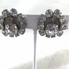 Vintage White Faceted Crystal Clip on Earrings