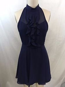 BCBGENERATION NAVY RUFFLE FRONT SLEEVELESS DRESS SIZE 0