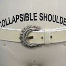 ESCADA CREAM/ WHITE LEATHER SILVER TONE BUCKLE BELT SIZE 44