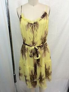 MILLY SUN YELLOW SILK TIE DYE FLORAL SUMMER EVENING DRESS SIZE 10