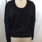 ST JOHN BASICS BLACK/ NAVY CONTRAST L/S CREWNECK SWEATER SIZE S