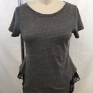 FREE PEOPLE CHARCOAL BLACK LACE UNDERLAY PEPLUM TOP SIZE XS