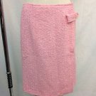 CHANEL PINK BOUCLE COTTON/ WOOL BLEND WRAP SKIRT SIZE 38