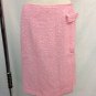 CHANEL PINK BOUCLE COTTON/ WOOL BLEND WRAP SKIRT SIZE 38
