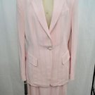 RICHARD TYLER COUTURE PINK SILK STITCH STRIPED SKIRT SUIT SIZE 14