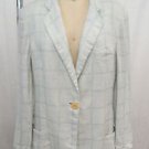 GIORGIO ARMANI LE COLLEZIONI MINT/ WHITE PLAID LINEN JACKET SIZE 10
