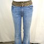 ROBERTO CAVALLI MEDIUM WASH GOLD SEQUIN WAIST STRAIGHT LEG JEANS SIZE 40